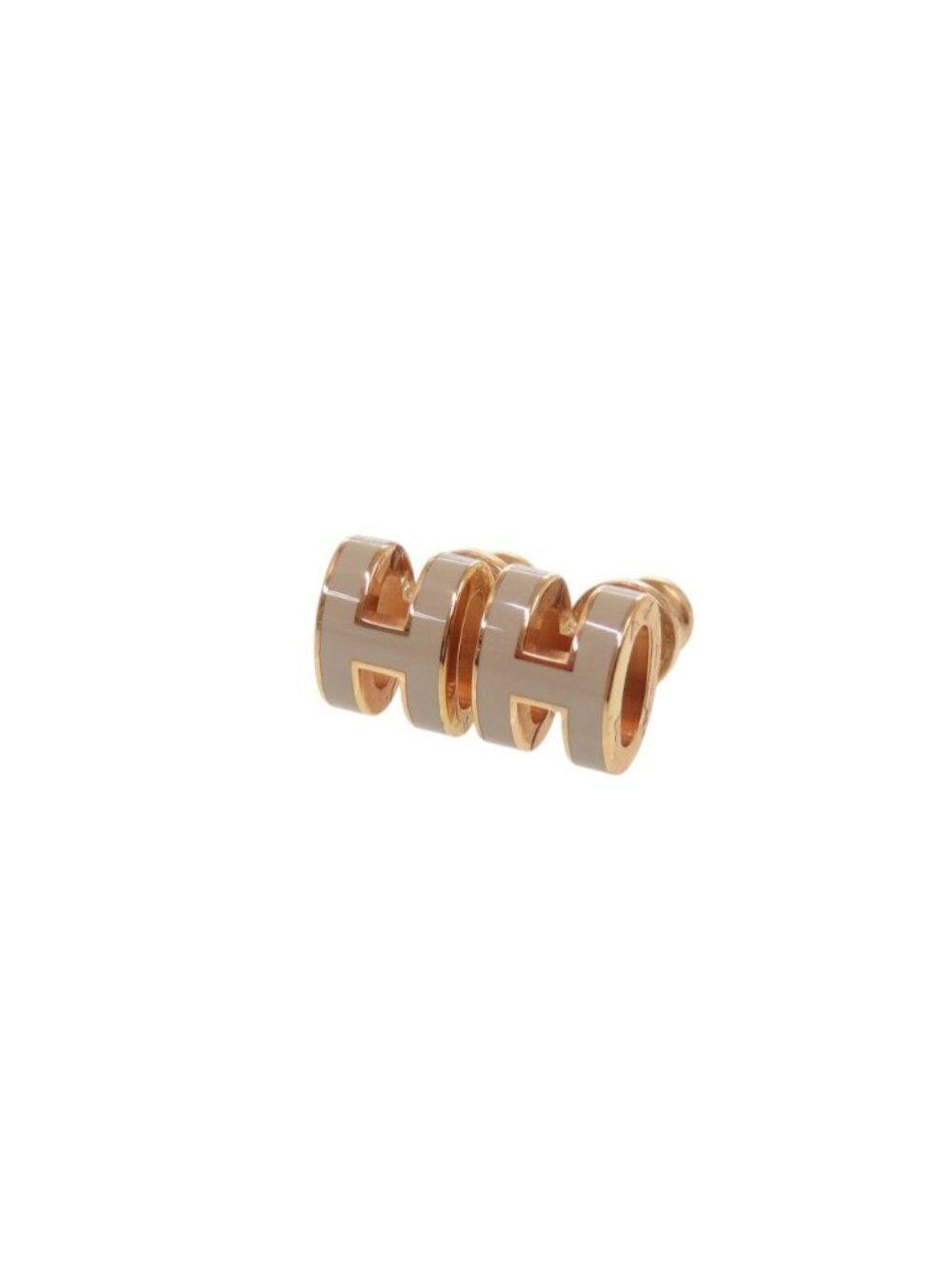 Hermes Pop H Mini Beige Rose Gold Earrings